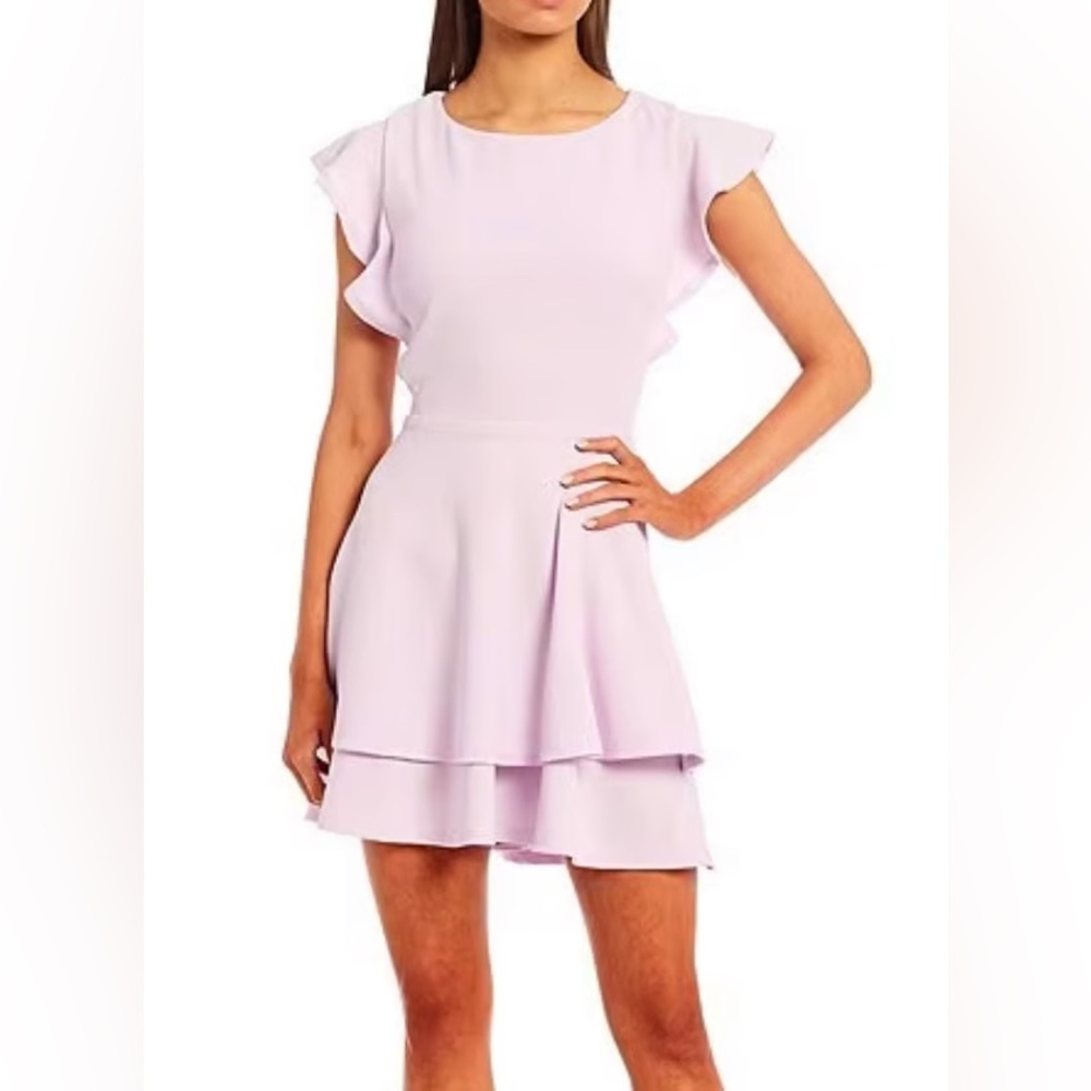 Midnight Doll Flutter Sleeve Double-Hem Fit & Flare Dress
